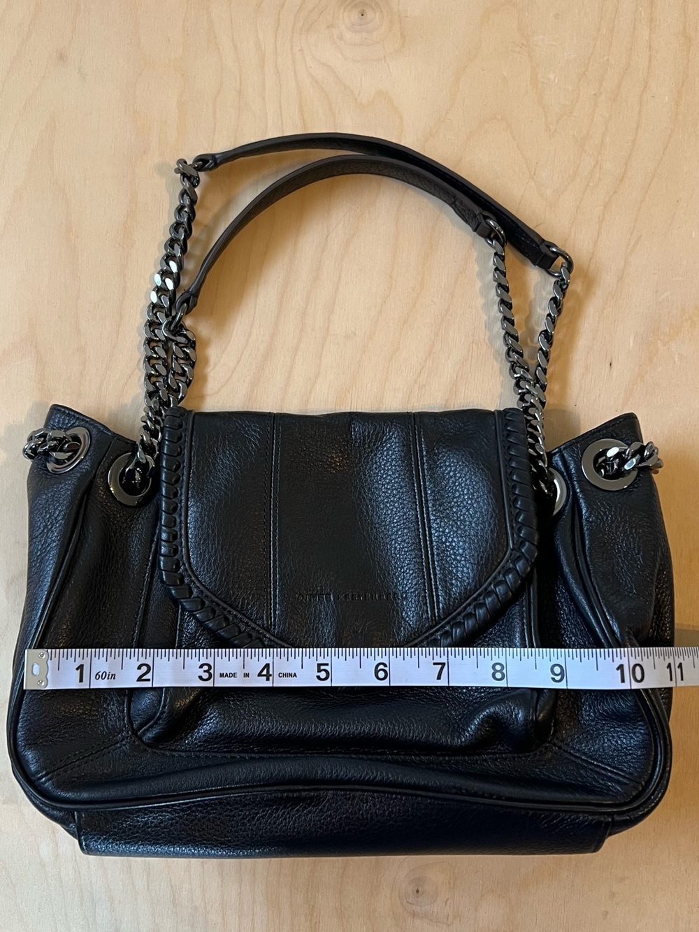 Aimee Kestenberg Black Leather Shoulder Bag with Chain Straps - Picture 12 of 15